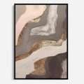 Obraz w ramie 70x100 - Płynne Fale - abstrakcja, neutralne kolory - rama czarna