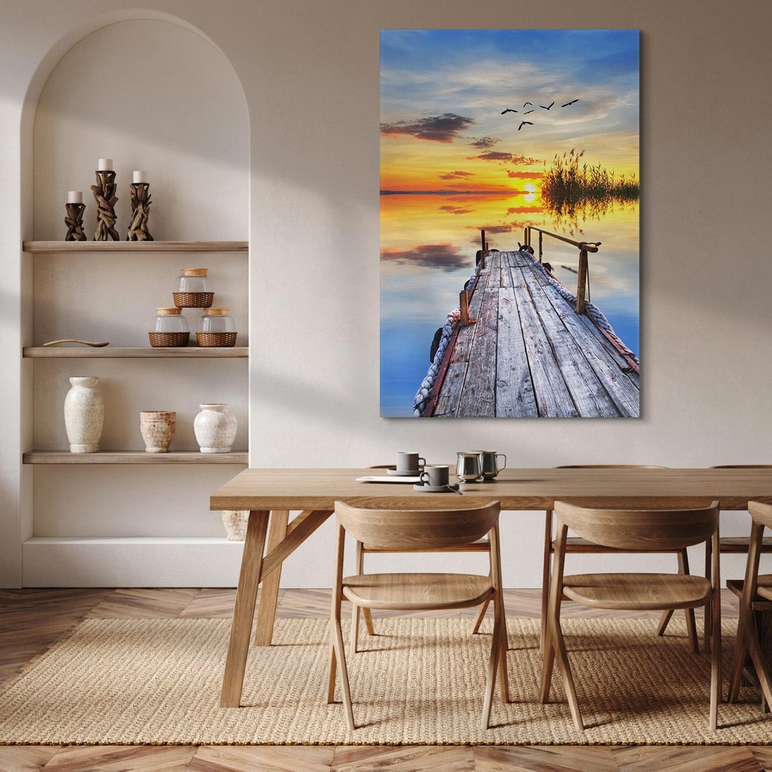 Obraz na płótnie 70x100 - Zachód słońca na pomostach - zachód, słońca