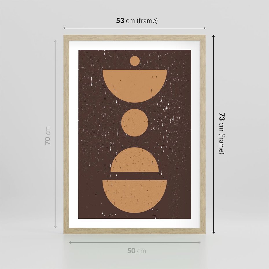 Plakat w ramie 50x70 - Impulsy Przestrzeni - mid century styl, nowoczesna grafika - rama drewno