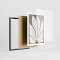 Plakat w ramie 50x70 - Ekspresyjne Kontury - abstrakcyjny kwiat, beże i brązy - rama czarna