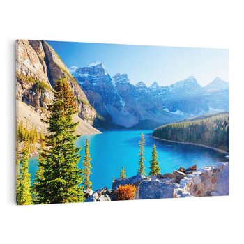 Obraz na płótnie 70x50 - Górskie jezioro: harmonia natury - góry, jezioro