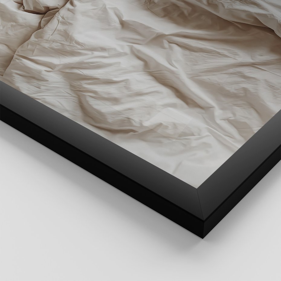 Zestaw obrazy w ramie 40x50 galeria - Kawa, łóżko, pościel, minimalizm - rama czarna