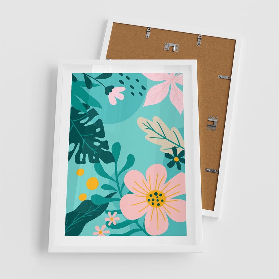Plakat w ramie 50x70 - Kwiatowy Impuls - pastelowa kompozycja, kwiaty - rama biała