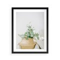 Plakat w ramie 40x50 - Eukaliptusowa Świeżość - eukaliptus, liście w koszu z wikliny - rama czarna