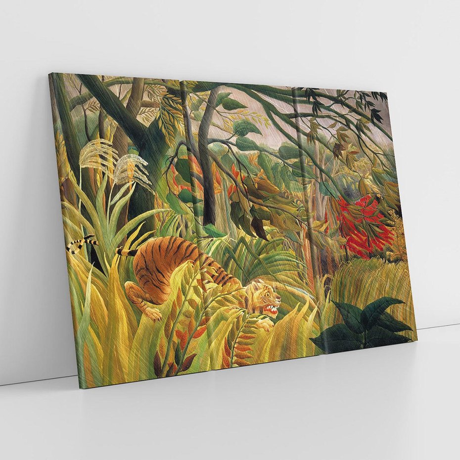 Obraz na płótnie 120x80 - "Tygrys w tropikalnej burzy" (1891) Henri Rousseau - Reprodukcja - reprodukcja, obraz na płótnie