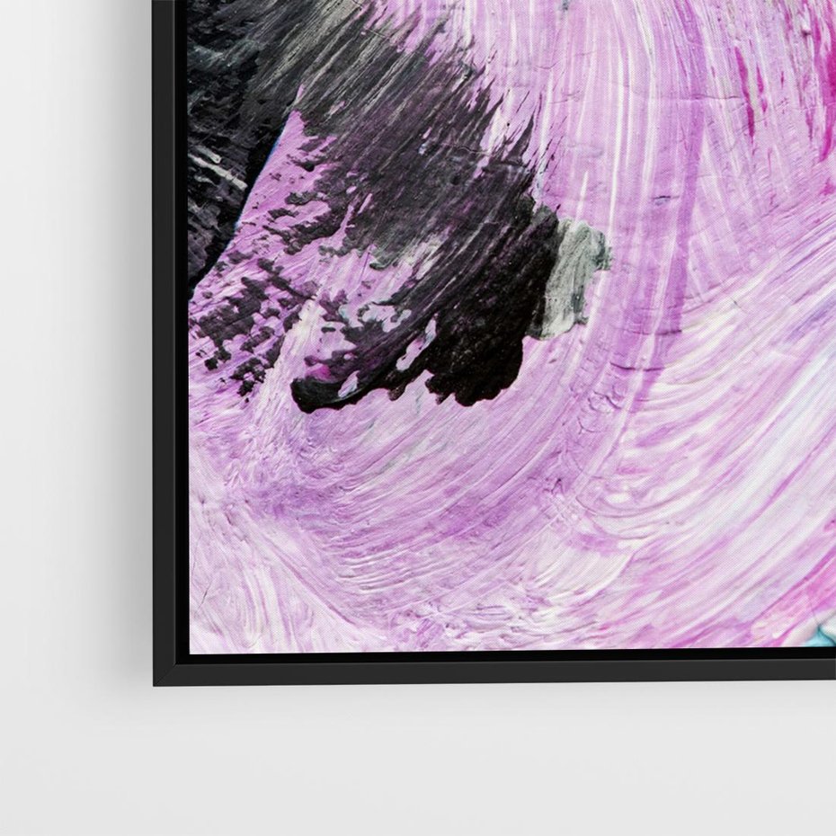 Obraz w ramie 50x50 - Kolorowy rój wyobraźni - rozlane kolorowe farby olejne, abstrakcja - rama czarna