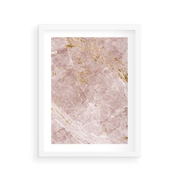 Plakat w ramie 40x50 - Wyjątkowa Stylizacja - marmur, złoto - rama biała