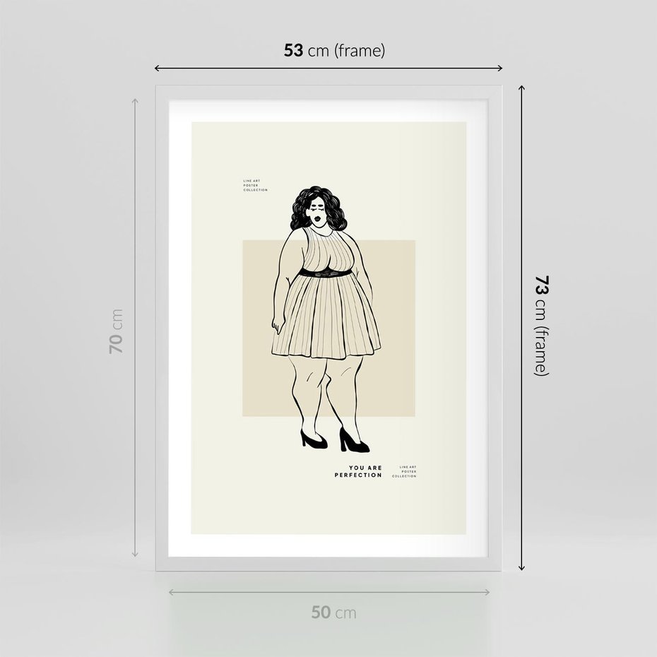 Plakat w ramie 50x70 - Ekspresja Wewnętrznych Emocji - kobieta, samoakceptacja - rama biała