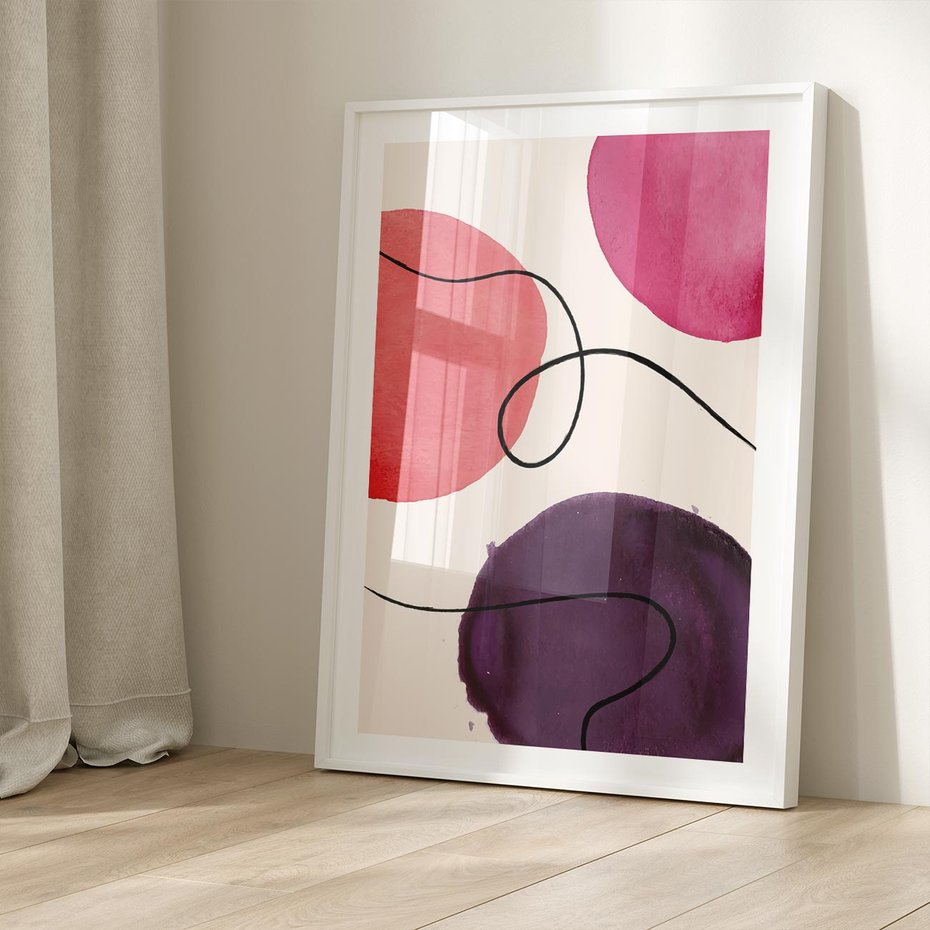 Plakat bez ramy 21x30 - Migoczące Echo - abstrakcyjne akwarelowe plamy, nieregularne linie