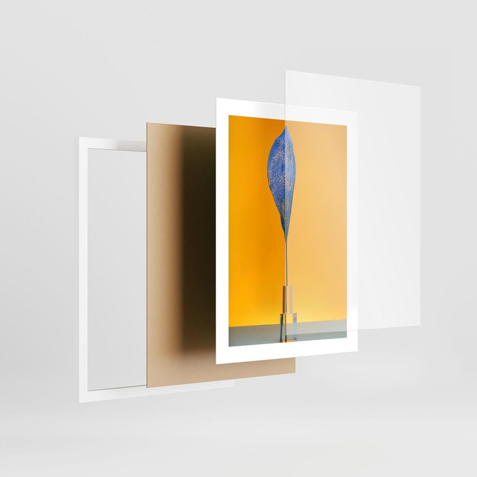 Plakat w ramie 30x40 - Niebiańskie liście - liść, liście - rama biała