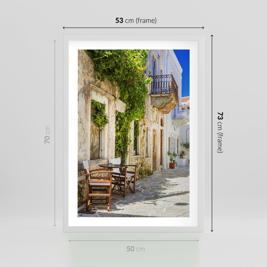 Plakat w ramie 50x70 - Zaklęta Przestrzeń - uliczka, perspektywa - rama biała