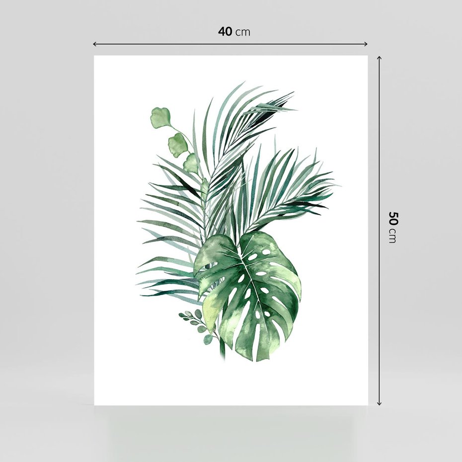 Plakat bez ramy 40x50 - Liście i Życie: Akwarelowa Oaza - akwarelowy obrazek, pamy