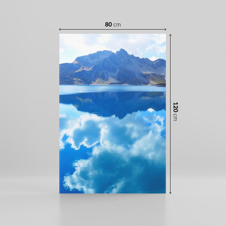 Obraz na płótnie 80x120 - Jezioro - Góry, chmury i niebo - jezioro, góry
