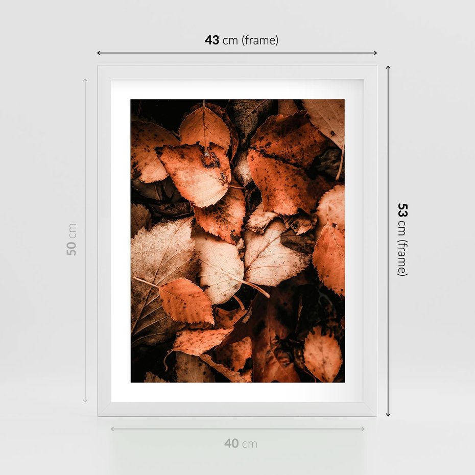 Plakat w ramie 40x50 - Jesienna Paleta - liście, jesień - rama biała