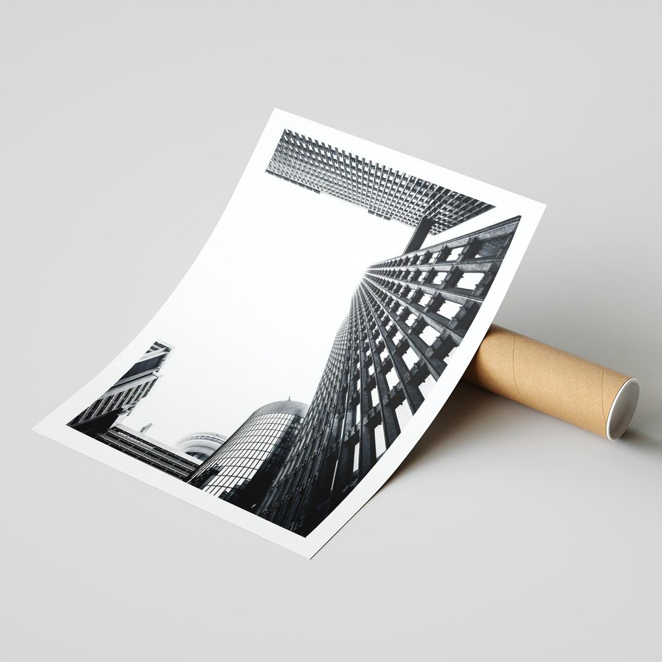 Plakat bez ramy 30x40 - Monochromatyczna Sceneria Wieżowców - architektura, wieżowce