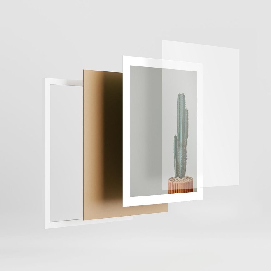 Plakat w ramie 30x40 - Zieleń i Subtelność - kaktusy, liście - rama biała