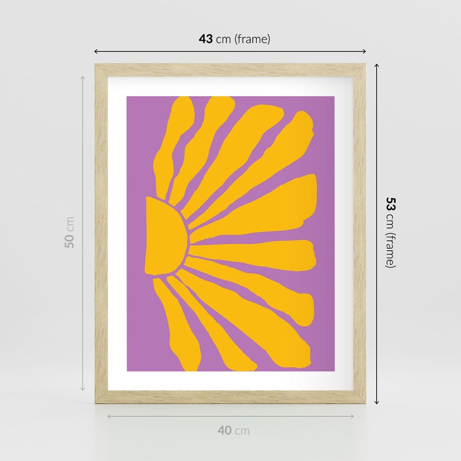 Plakat w ramie 40x50 - Podróżne Kontury - abstrakcyjny plakat, intensywne różowe tło - rama drewno