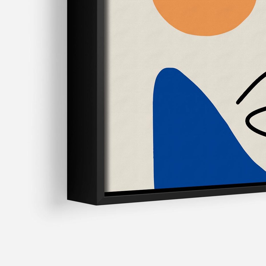 Obraz w ramie 50x50 - Rozbijające Granice Kształtów - abstrakcyjny obraz, przypomina twarz - rama czarna