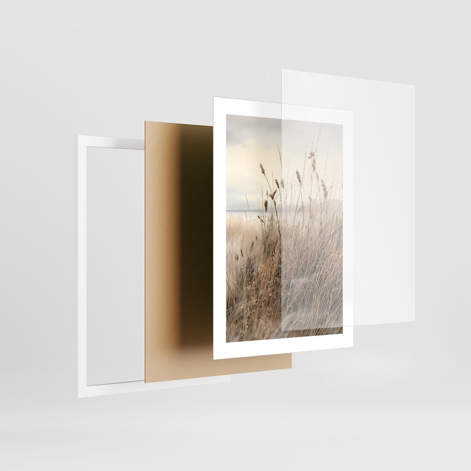 Zestaw obrazy w ramie 30x40 galeria - boho, pampas, sucha, trawa - rama biała