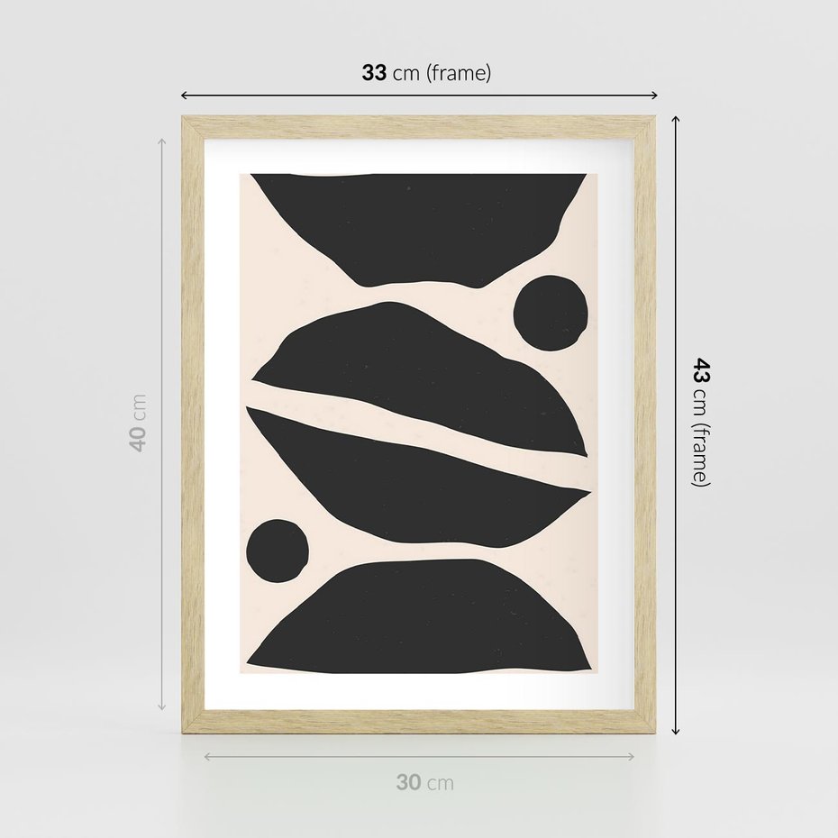 Plakat w ramie 30x40 - Surowa Abstrakcja - abstrakcyjny nowoczesny obraz, surowość - rama drewno