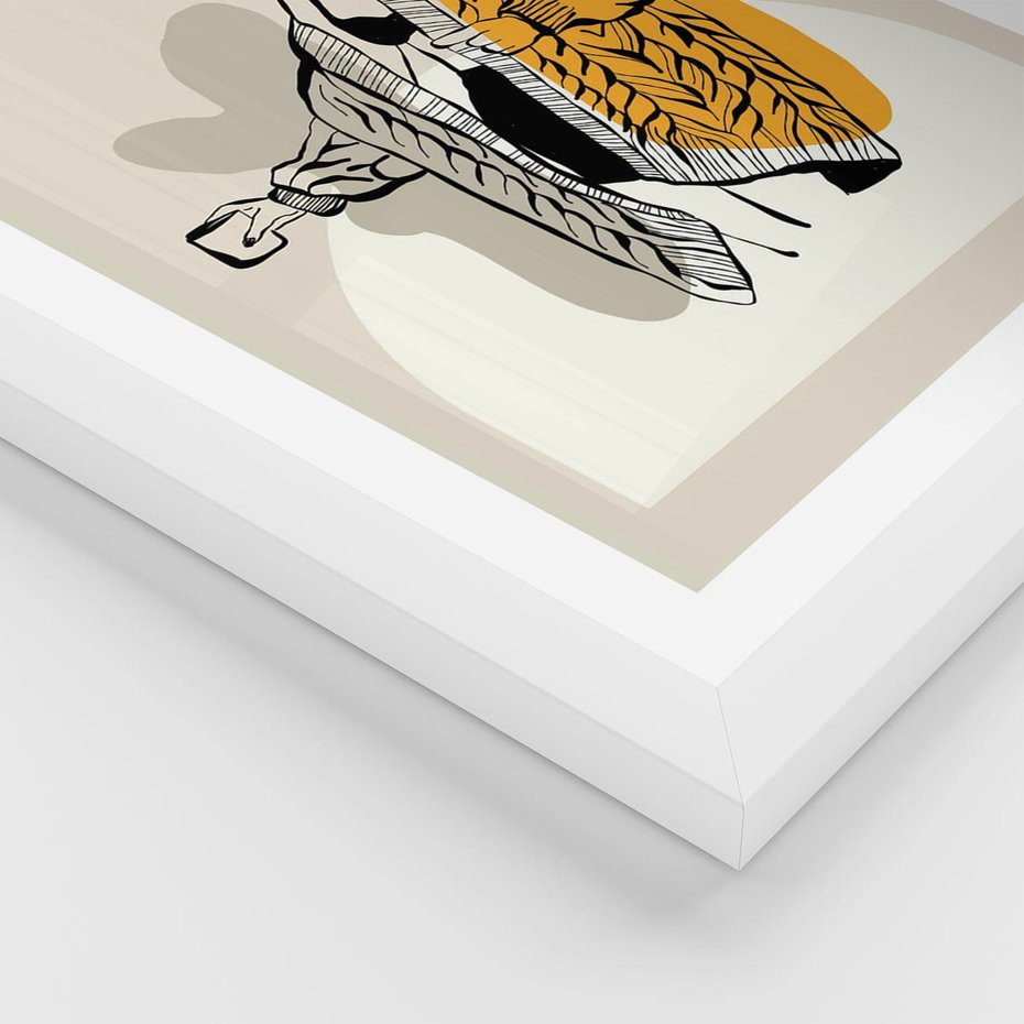 Plakat w ramie 30x40 - Żółte Akcenty w Grafice - grafika, minimalizm - rama biała