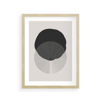 Plakat w ramie 40x50 - Boho Przenikanie Uroku - abstrakcyjna kompozycja, okręgi - rama drewno