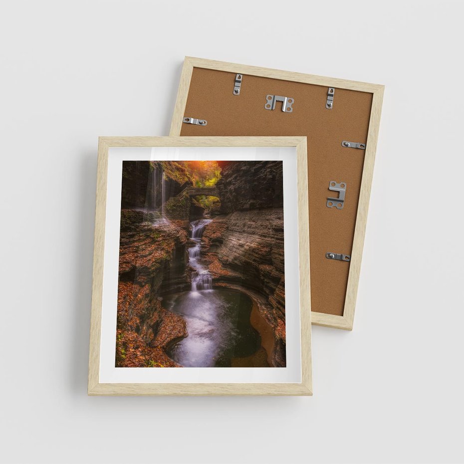 Plakat w ramie 40x50 - Barwna Harmonia - strumień, las - rama drewno