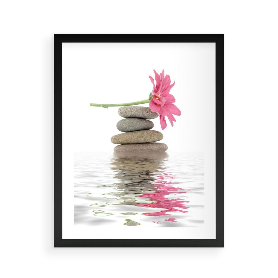 Plakat w ramie 40x50 - Kwiatowe japońskie spa - japońskie, spa - rama czarna