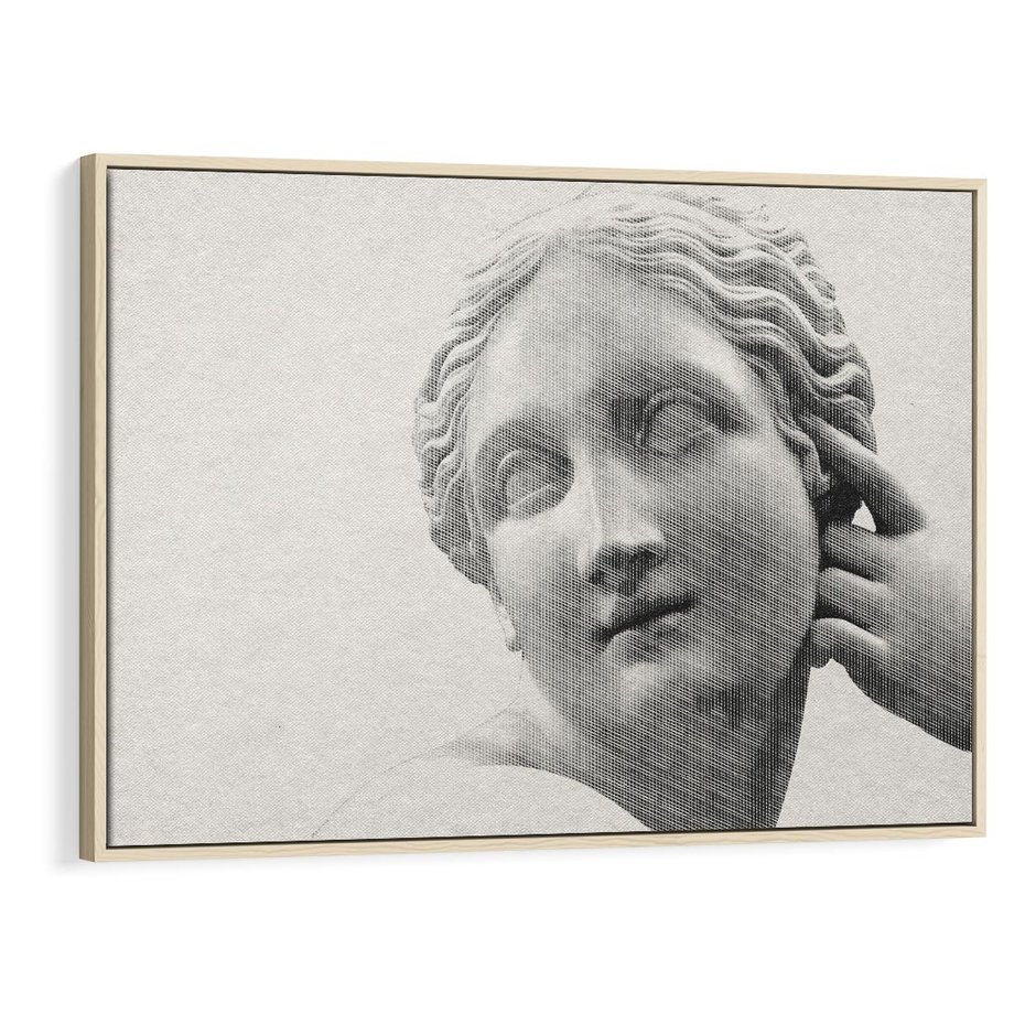 Obraz w ramie 120x80 - Szarość w Kamieniu - monochromatyczna marmurowa rzeźba, odcienie szarości - rama drewno