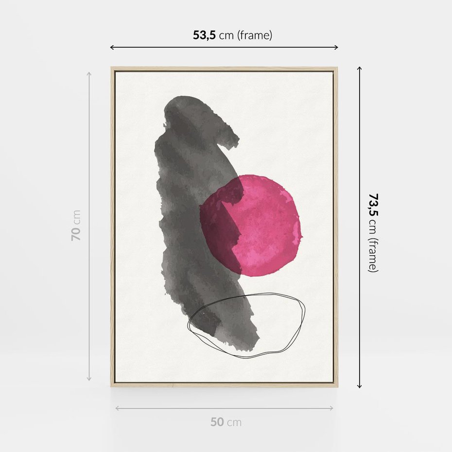 Obraz w ramie 50x70 - Bezczasowe Rytmy - abstrakcyjne nieregularne plamy, czarny - rama drewno