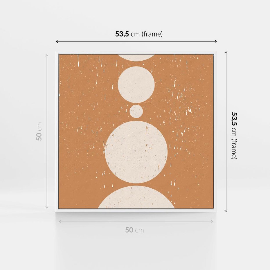 Obraz w ramie 50x50 - Podróżne Echa - mid century styl, nowoczesna grafika - rama biała