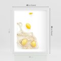 Plakat w ramie 40x50 - Cytrynowa Siatka - cytryny, materiałowa siatka - rama biała