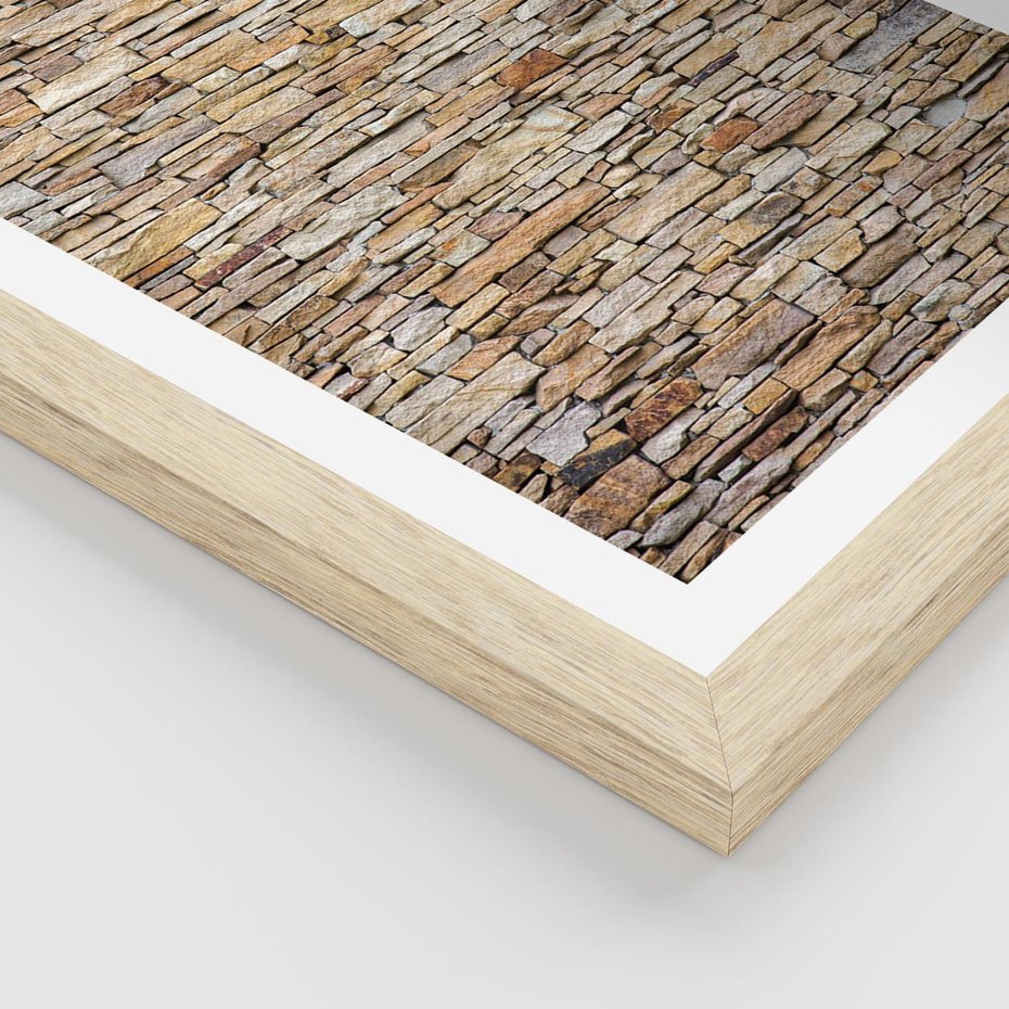 Plakat w ramie 40x50 - Mur z cegieł - surowa elegancja - mur, cegły - rama drewno