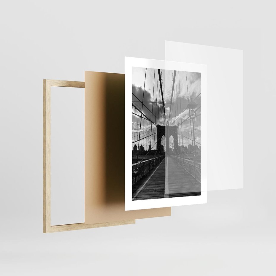 Plakat w ramie 30x40 - Most Nowoczesności - most, nowoczesny - rama drewno