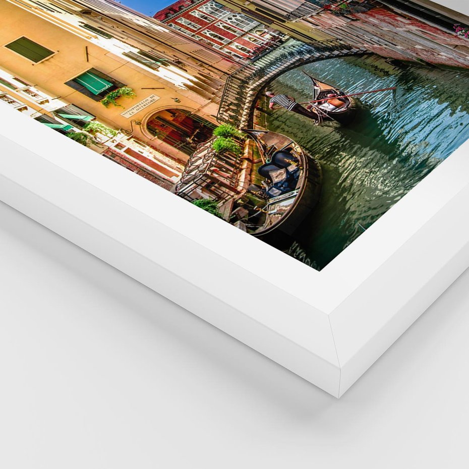 Plakat w ramie 50x70 - Romantyczna Gondola - Wenecja, gondola - rama biała