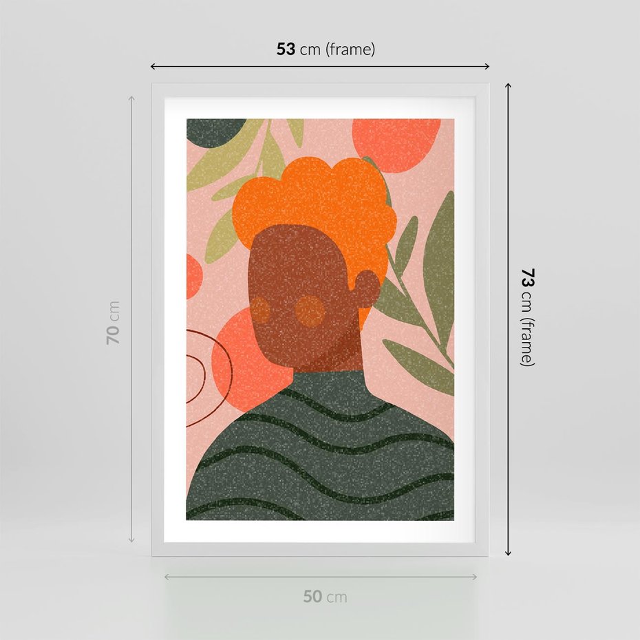 Plakat w ramie 50x70 - Kobieca Przestrzeń - nowoczesny plakat, styl retro - rama biała