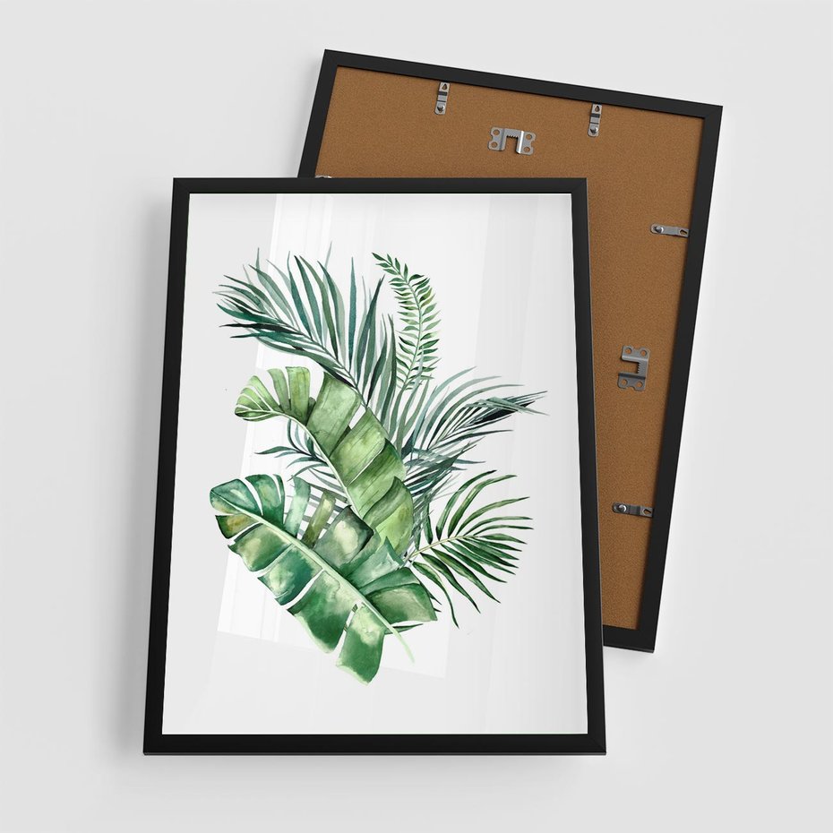 Plakat w ramie 50x70 - Piękno Złotej Rośliny - złote, liście - rama czarna