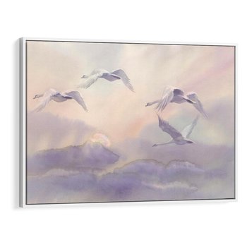 Obraz w ramie 70x50 - Ruchoma cisza widzenia - akwarela, subtelene - rama biała