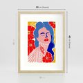 Plakat w ramie 30x40 - Nowoczesna Twarz - nowoczesna grafika, kolorowa twarz kobiety - rama drewno