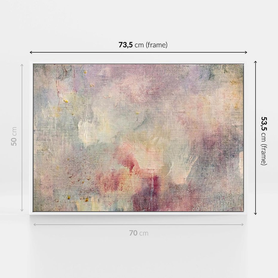 Obraz w ramie 70x50 - Miękka Melodia Pasteli - olejne płótno, pastelowe kolory - rama biała