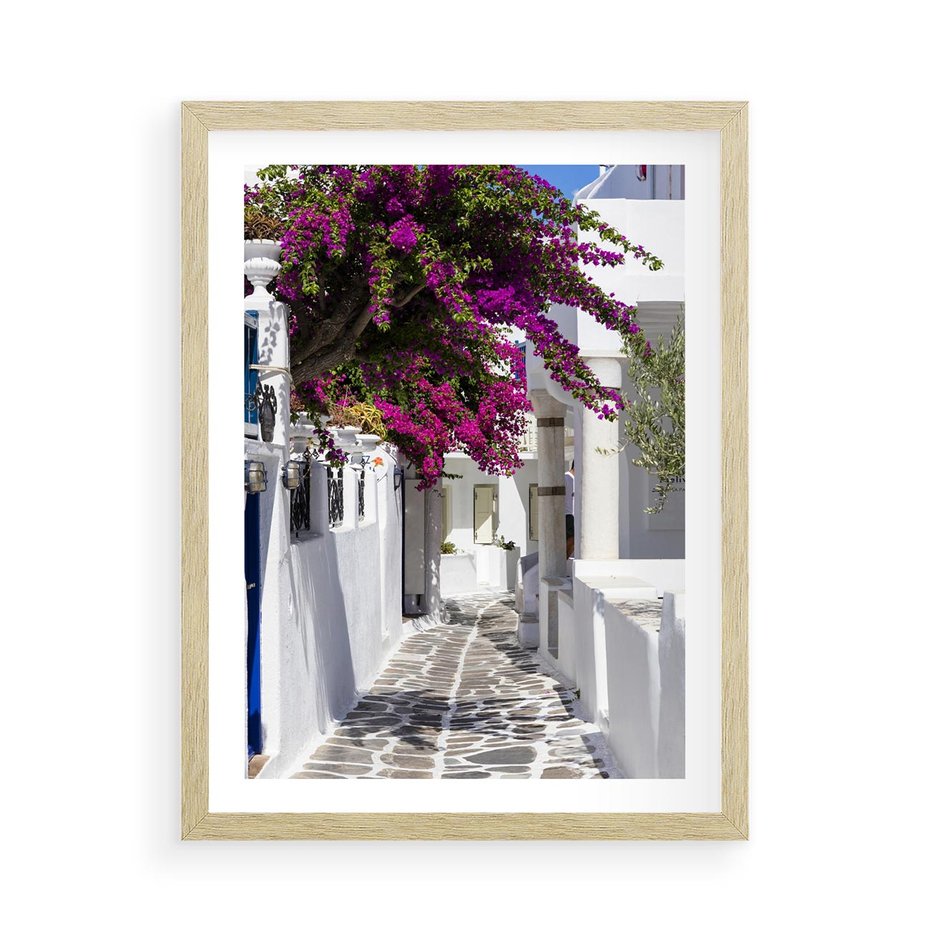 Plakat w ramie 50x70 - Mroczna Tajemnica - uliczka, perspektywa - rama drewno