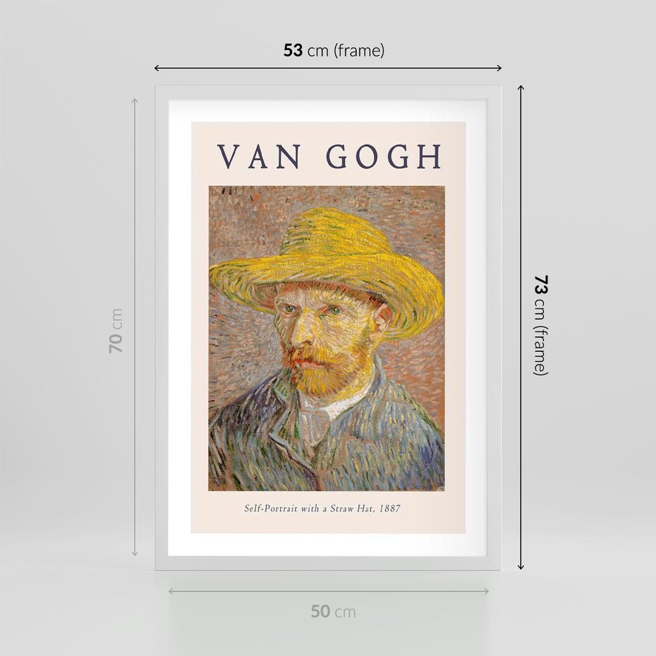 Plakat w ramie 50x70 - Autoportret van Gogha - van gogh, autoportret - rama biała