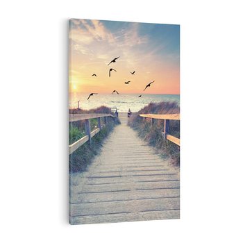 Obraz na płótnie 70x100 - Sielanka nad brzegiem - plaża, pomost