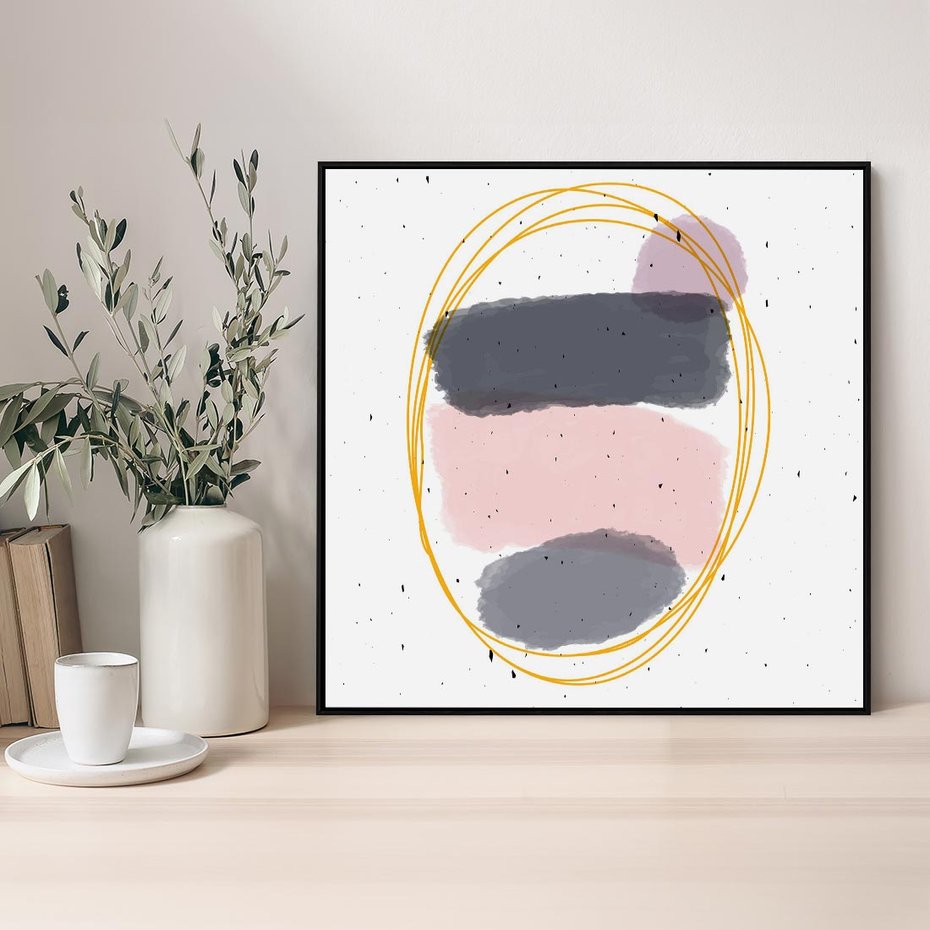 Obraz w ramie 50x50 - Migocące Odbicia - abstrakcyjna kompozycja, jak ręcznie malowana - rama czarna