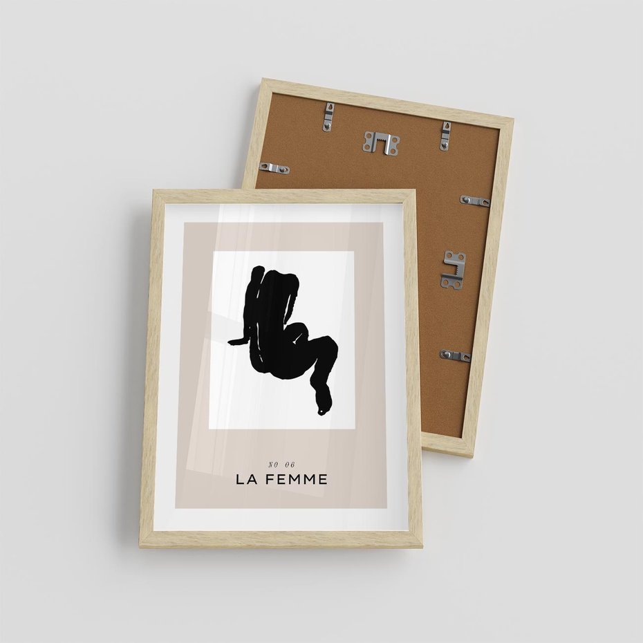 Plakat w ramie 30x40 - Boho Harmonia Stylu - abstrakcyjna sztuka, akt - rama drewno