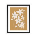 Plakat w ramie 40x50 - Kwiatowy Spektakl - minimalistyczne kwiaty, na pomarańczowym tle - rama czarna