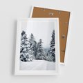 Plakat w ramie 50x70 - Zimowy Las Pod Kołdrą - las, zima - rama biała