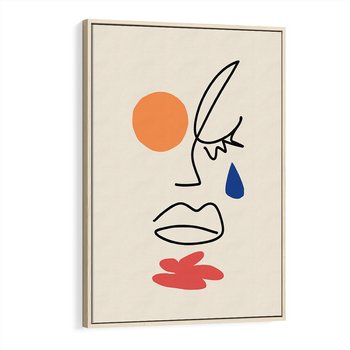 Obraz w ramie 50x70 - Impresje Plam - abstrakcyjny obraz, przypomina twarz - rama drewno