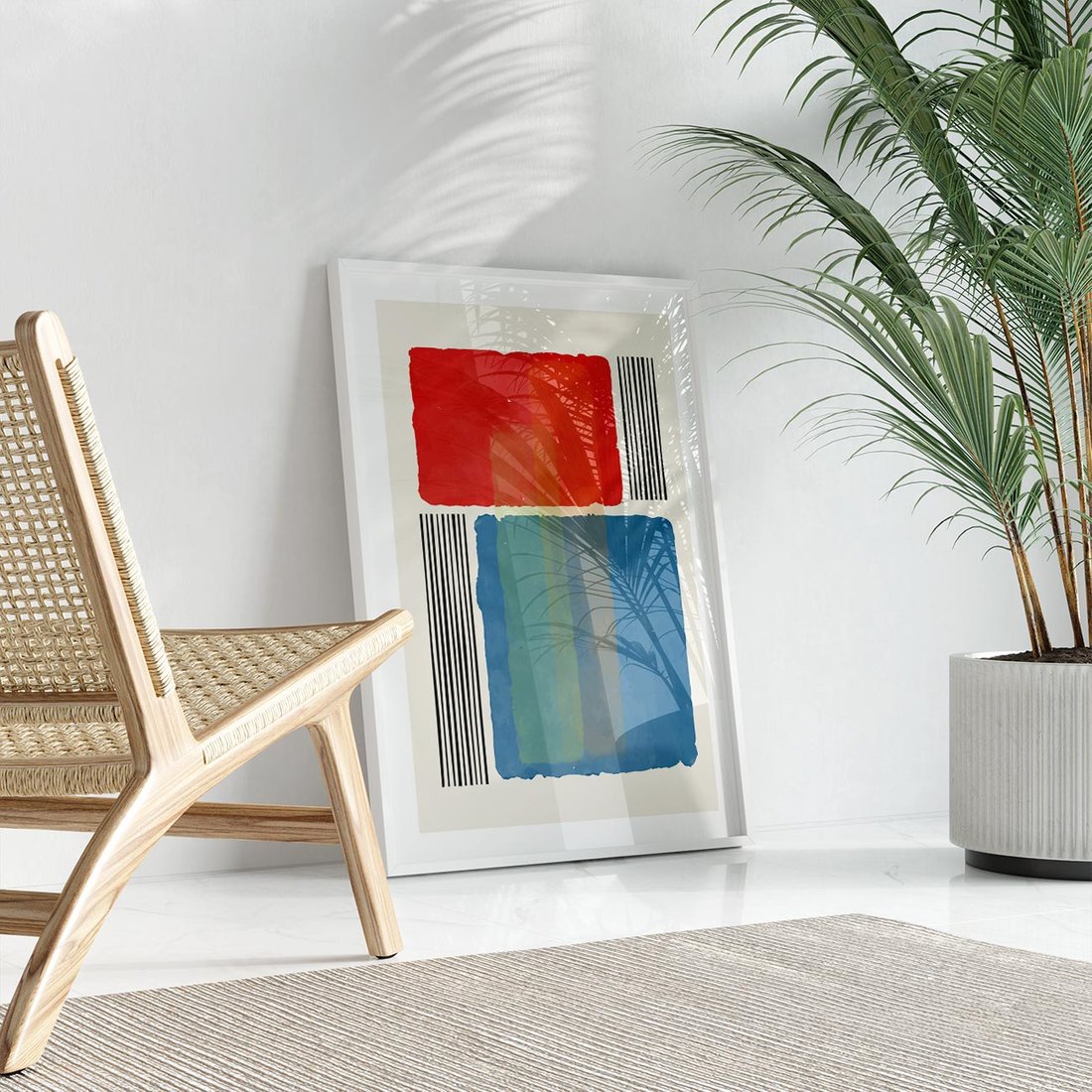 Plakat bez ramy 21x30 - Kolorowe Spektrum - kolorowa geometria, prostokąty w intensywnych kształtach i czarne kreski