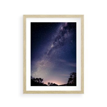 Plakat w ramie 30x40 - Gwiaździste Ujęcie - gwiaździste niebo, noc - rama drewno